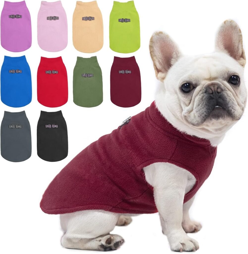 BEAUTYZOO Dog Fleece Vest Sweater Winter Jacket for Large Dogs with D-Ring Leash Cold Weather Coat Hoodie for L Dogs Boy or Girls