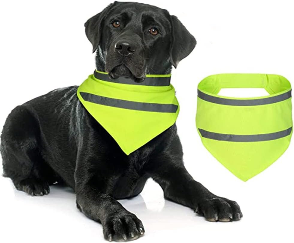 Encell Set of 2 Dog Bandana Reflective Scarf Safety Pet Hunting Bandana,Green,L