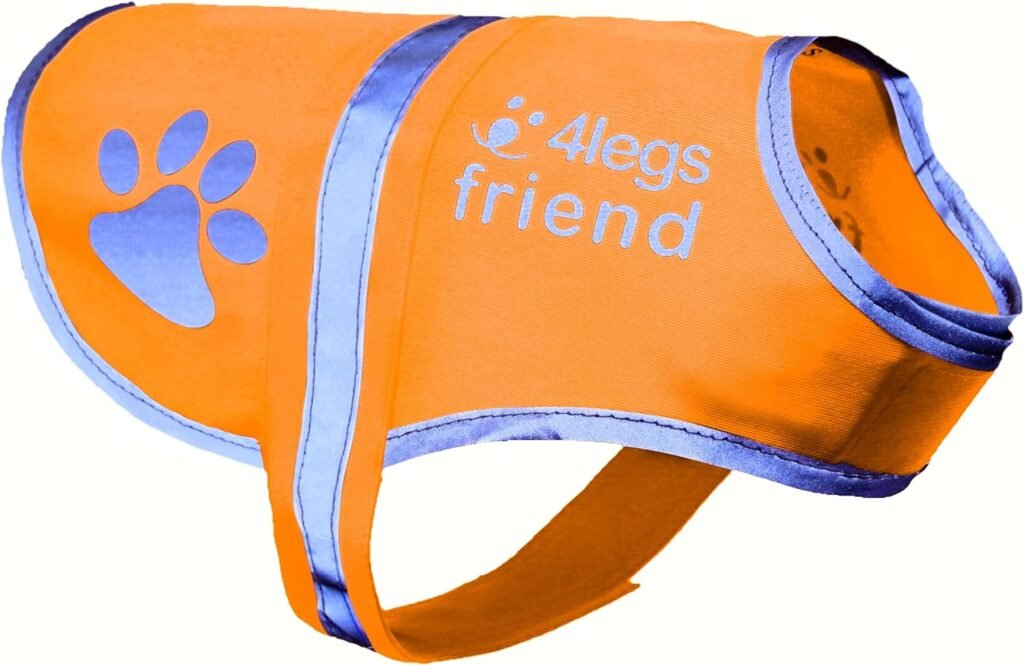 Upgraded Reflective Dog Vest. Hi-Visibility, Fluorescent Blaze Orange Dog Vest Helps Protect Your Best Friend. Safeguard Your PUP from Motorists  Hunting Accidents, On or Off Leash by 4LegsFriend