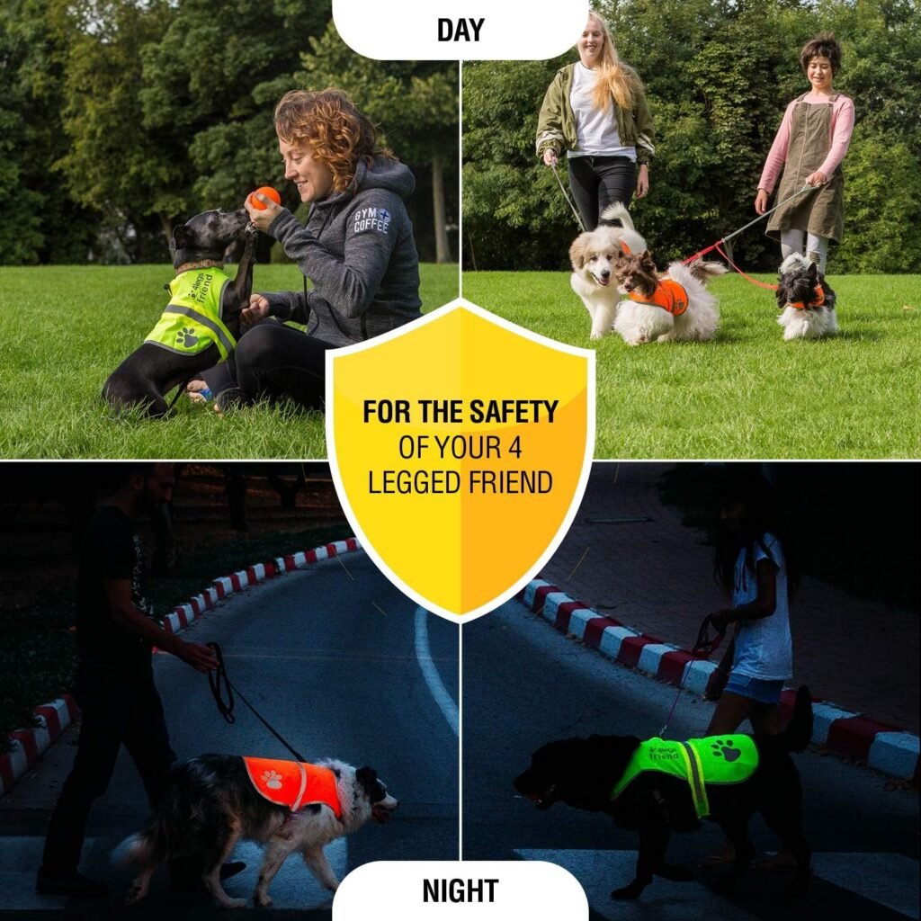 Upgraded Reflective Dog Vest. Hi-Visibility, Fluorescent Blaze Orange Dog Vest Helps Protect Your Best Friend. Safeguard Your PUP from Motorists  Hunting Accidents, On or Off Leash by 4LegsFriend